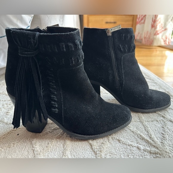 Jessica Simpson Chassie Suede Leather Fringe Booties - Picture 5 of 8
